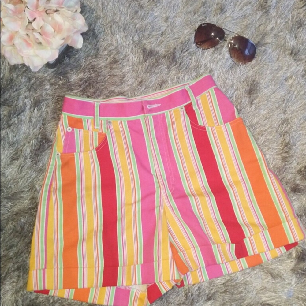 COPY - Vintage High Waisted Skoozi Striped Shorts